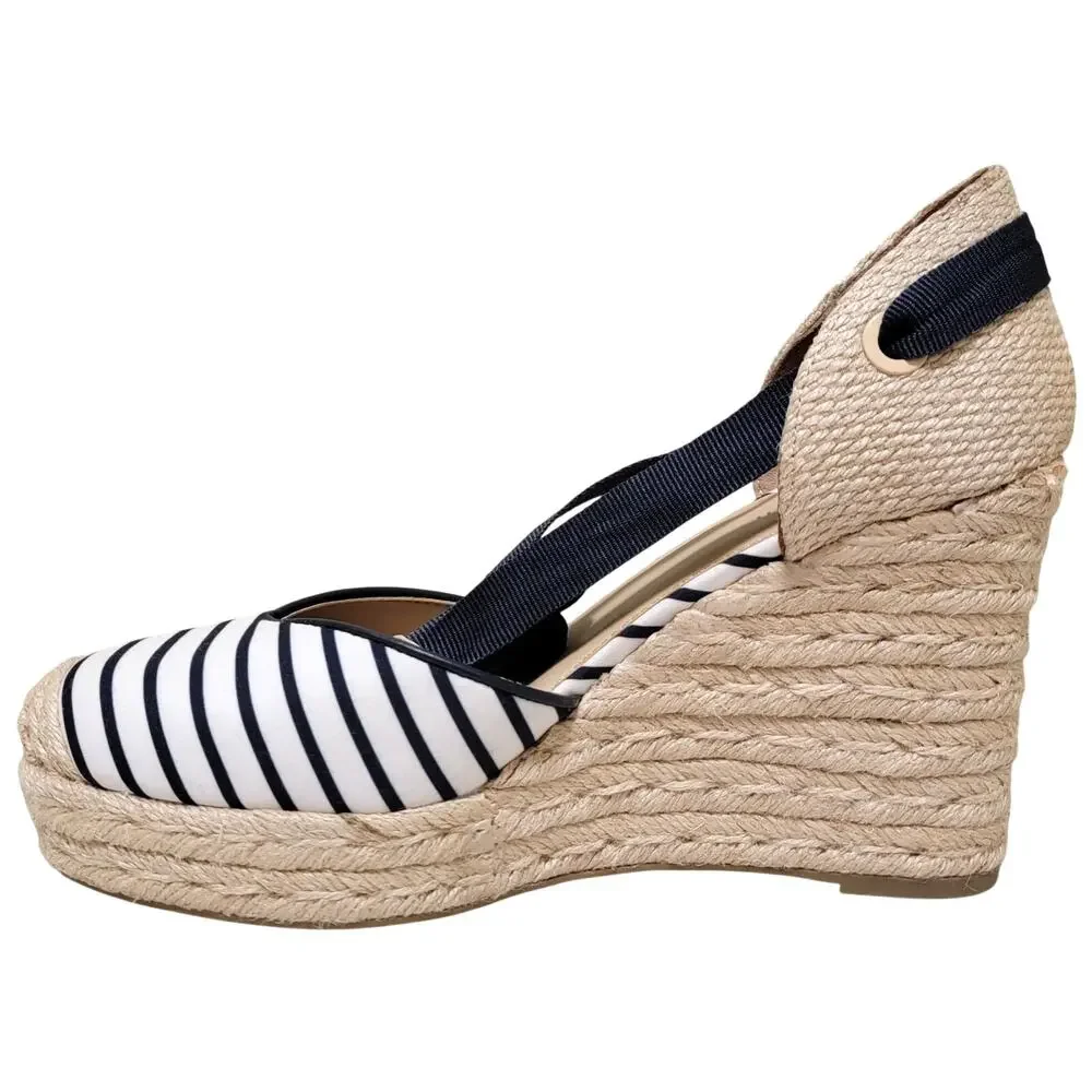 On 34th Melindaa Ankle Wrap Espadrille Wedge Sandals Size US 9M White Navy